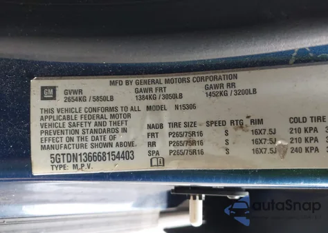 2006 Hummer H3 Suv z USA, uszkodzony, nr VIN 5GTDN136668154403